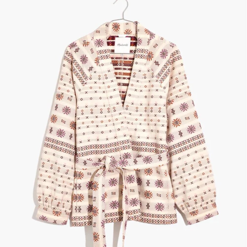 MADEWELL Jacquard Belted Wrap Jacket Size M Like new!